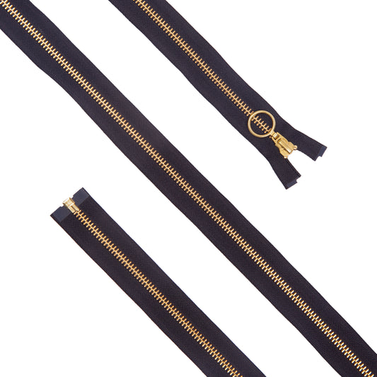Cremallera Metálica con Separador - Black/Latón - 50 cm