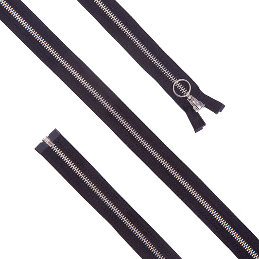 Cremallera Metálica con Separador - Black/Nickel - 50 cm