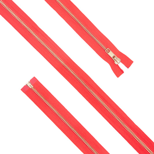 Cremallera Metálica con Separador - Red/Latón 50cm