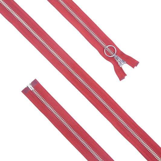 Cremallera Metálica con Separador - Red/Níquel - 50 cm